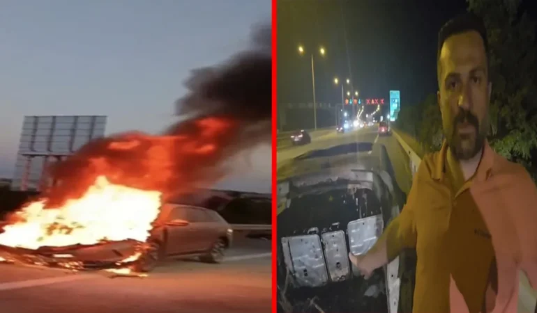 Otoyolda-elektrikli-otomobil-alev-aldi-surucu-8220Ailemi-bir-bucuk-dakika-arayla-kurtardim8221-featured