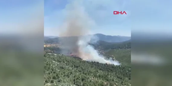 Antalya’da orman yangınına havadan ve karadan müdahale