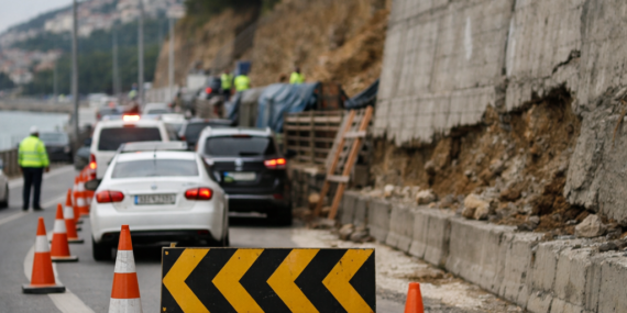 Mudanya Bulvarı’ndaki istinat duvarı için geçici şerit daraltması