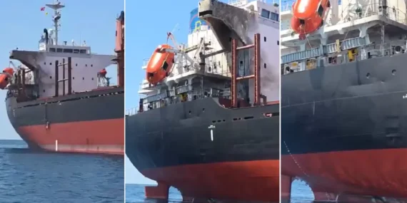 Rusya’da vurulan Panama bandıralı ASOMATOS İstanbul açıklarında demirledi