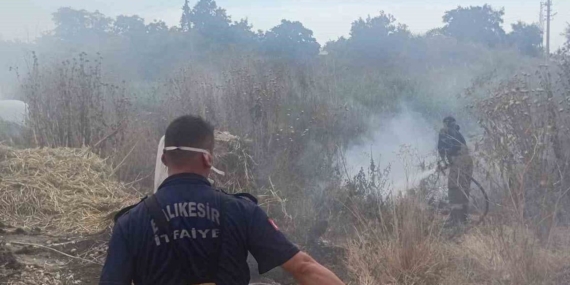 Susurluk’ta yangında yaklaşık 1 ton saman kullanılamaz hale geldi