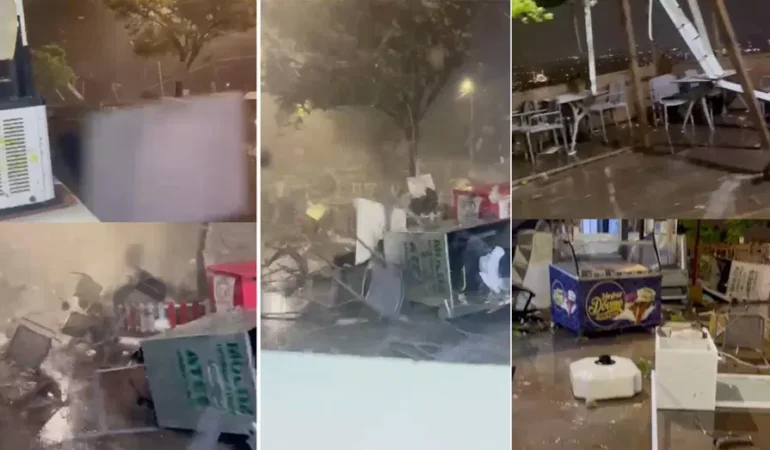 Antalya’da hortum seyir terasını böyle vurdu