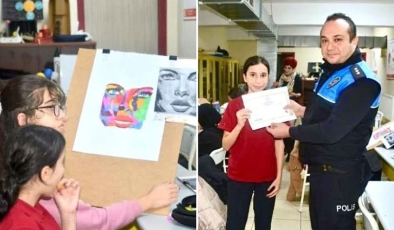 Bursa’da 20 öğrenci resim kursunu sertifikayla tamamladı