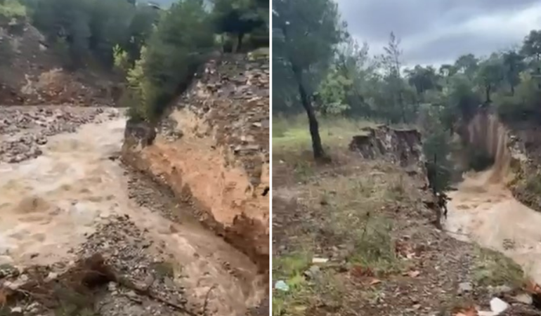 Cumalıkızık’ta sağanak sonrası heyelan meydana geldi