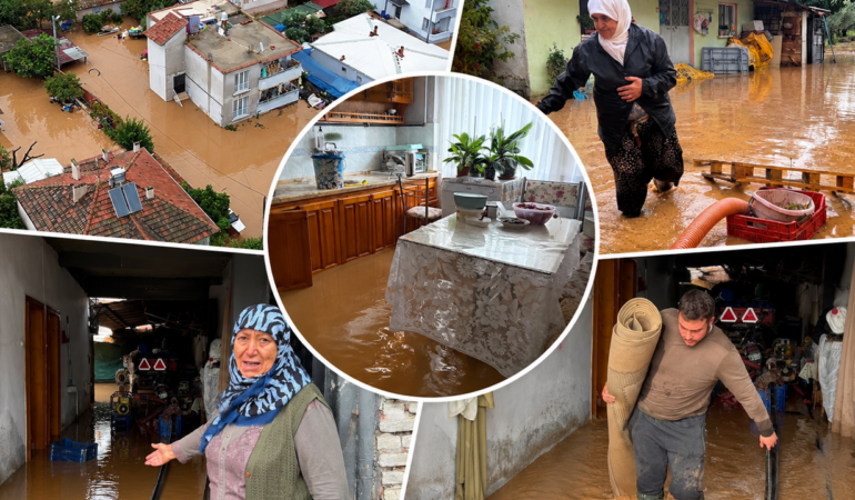 İznik’te Kara Dere taştı, ev ve tarım arazilerini su bastı