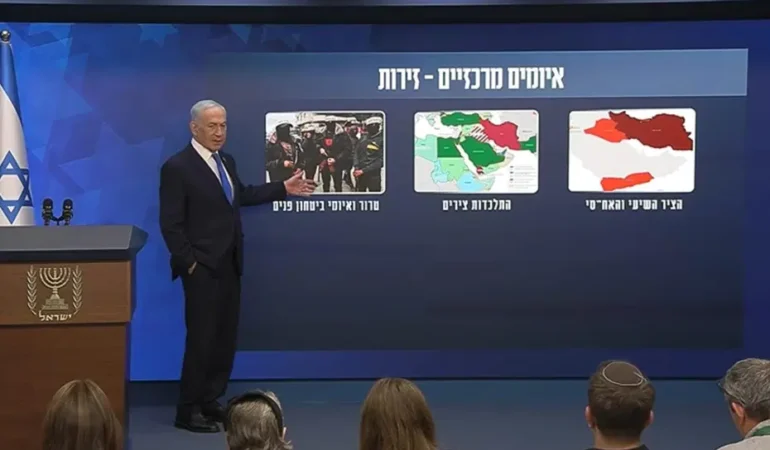 Netanyahu’nun haritasında Türkiye aynı ittifakta gösterildi