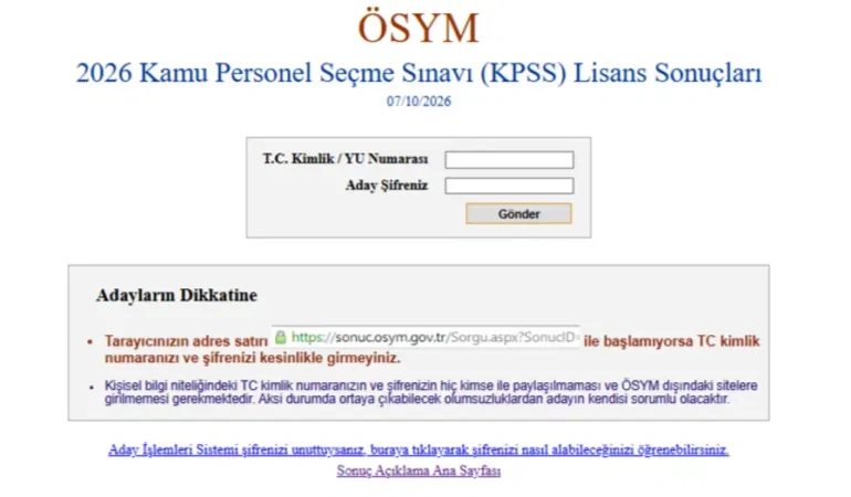 ÖSYM, 2026 KPSS Lisans sonuçlarını erişime açtı