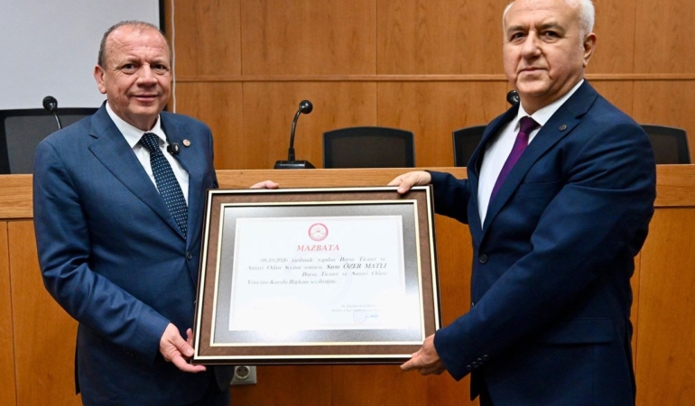 Özer Matlı, BTSO başkanlığı için mazbatasını aldı