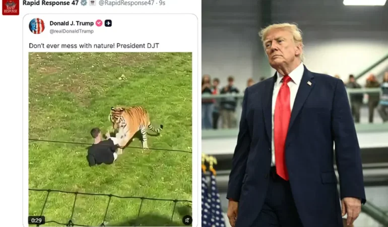 Trump’ın kaplan saldırısı videosu paylaşımına tepki